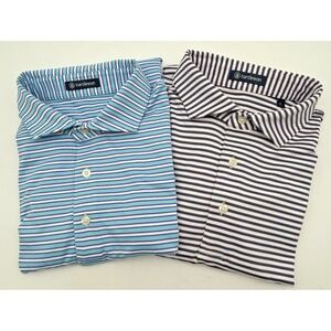 Turtleson Polo Shirts Mens Large Striped Golf Performance Lot Bundle 2 Preppy